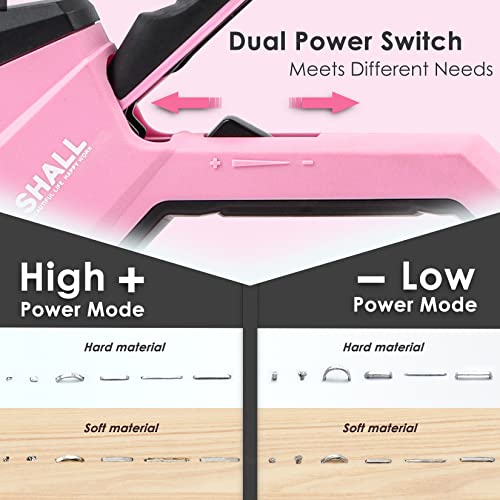 SHALL 6-in-1 Staple Gun Heavy Duty - Pink Upholstery Stapler Nail Gun with 4000 Counts Staples, Women Manual Brad Nailer with Stapler Remover for Wood, Crafts, Fabric, Decoration, Carpentry, Furniture - Thumbnail 3