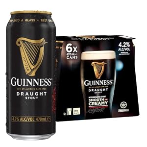 Guinness Draught Stout Beer - 6 Pack x 470mL Can
