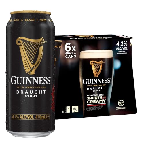 Guinness Draught Stout Beer - 6 Pack x 470mL Can