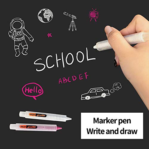 Board2By Magnetic Chalkboard Contact Paper For Wall, 38.9 X 18 Self Adhesive Chalk Board Wallpaper, Blackboard Paper With 46 Magnetic Letters For Kids, Black #TOP7