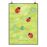 Mr. & Mrs. Panda Bild Marienkäfer Design Design DIN A3 - Geschenk, Wandschmuck, Grüne Punkte, Verspielt, Niedlich, Kunstdruck, drucke, Aquarell, Wandbild, Muster, wanddeko