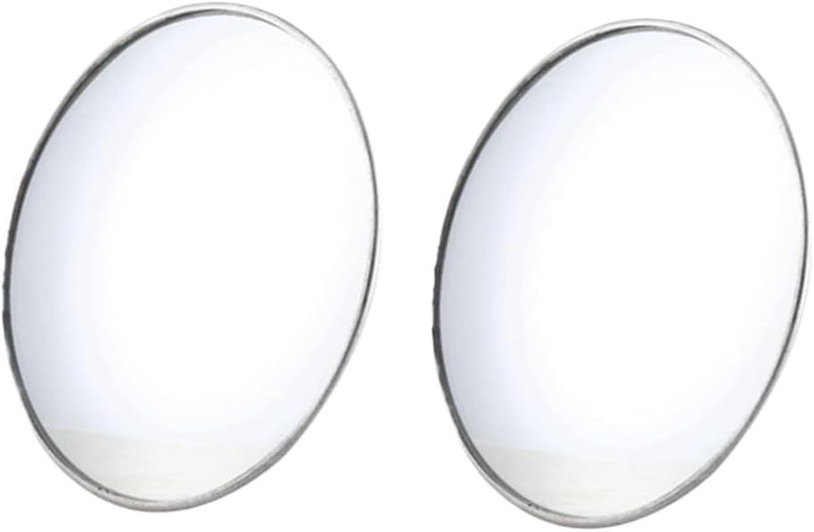 2X Silver Tone 3.7 Inch Dia Round Rear View Blind Spot Mirrors Compatible With Car