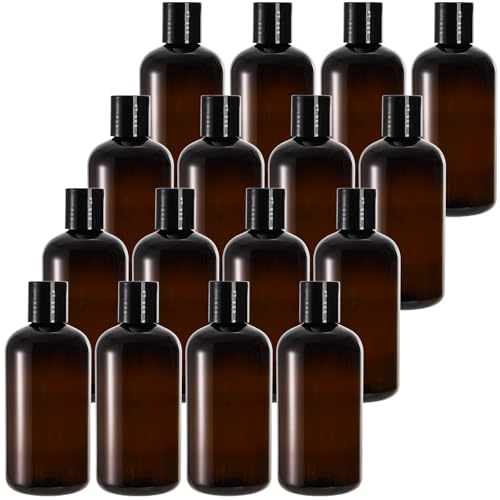 Bekith 16 Pack 8oz Plastic Squeeze Bottles with Disc Cap, Travel Containers For Shampoo, Lotions, Liquid Body Soap, Creams