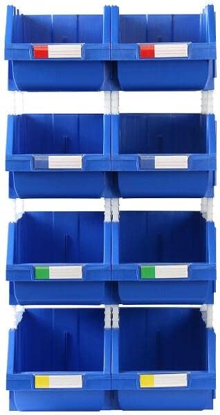 Miniatura 3 de Organizador de contenedores de almacenamiento termoplástico resistente, apilable, colgante, de conexión lateral (2 unidades), grande V2 8.4 x 14.5 x