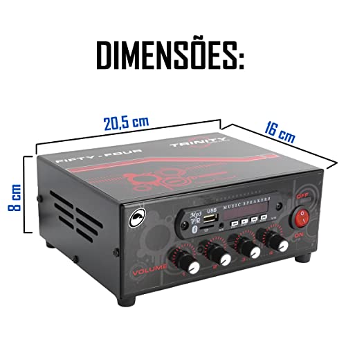 Amplificador de Mesa Trinity Fifty Four com Bluetooth Entrada USB 200W RMS 4 Canais - Ideal Para Som