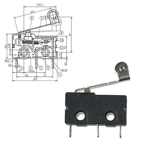 Bojack BJ-KW4AS-10 Micro Limit Switch With Momentary Roller Lever Arm Spdt 1No 1Nc 3 Pins 5A 125 250Vac thumb #2