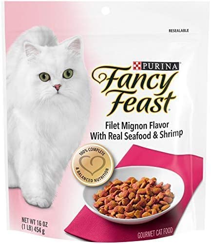 Fancy Feast Purina Gourmet Cat Food (2) Flavor Variety Bundle, 1 Each: Filet Mignon With Real Seafood Shrimp, Savory Chicken Turkey (16 Ounces Each) #TOP1