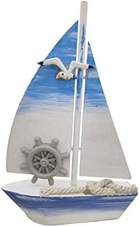Nautical Beach Wooden Sailboat Mini Sailing Boat Beach Figurines Rustic Ocean Home Decoration
