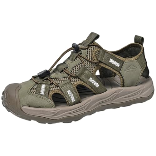 ENEN Sandalias Deportivas Hombre Senderismo, Sandalias Trekking Punta Cerrada Antideslizante Zapatillas de Senderismo Transpirables Cómodas 38-47 EU Zapatos de Verano para Playa (Verde militar,47)