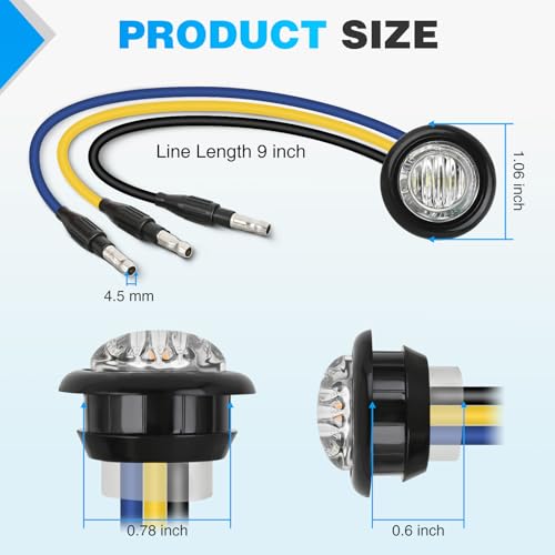 Image of Nilight 3 /4 Inch Dual Color Marker Light Amber Turn Blue Clearance Lights