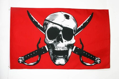Drapeau Pirate Tête De Mort AZ FLAG - 150x90cm - Polyester Résistant - Oeillets Métalliques - Décoration Thématique