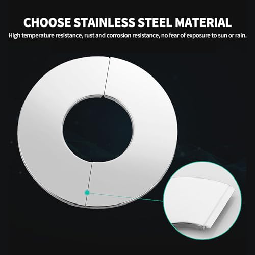 BigCheer 4 Stück Heizungsrohr Rosetten Set - Edelstahl, 43mm, Wasserdicht, Geteiltes Muster, Selbsthaftend
