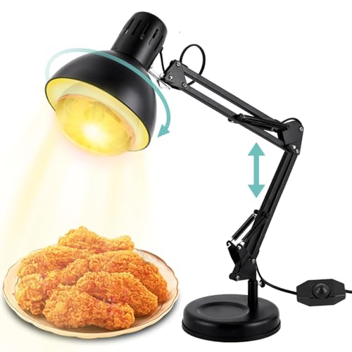 YJINGRUI Wärmelampe Küche 360 rotierbarer Infrarot-Speisenwärmer 250 W mit Temperaturregelung und klappbarem Arm ideal für Buffet Restaurant & Küche