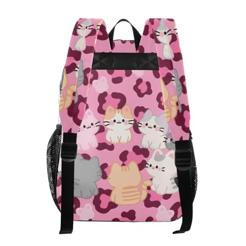 Cartoon Pink Leopard Cats Bowtie Kids Clear Backpack Clear Bookbags For Girls Boys Seethrough Heavy Duty Bag3