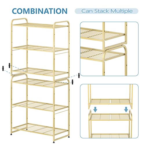 Simple Trending 3-Tier Stackable Wire Shelving Unit Storage Rack, Expandable & Adjustable Kitchen Storage Cabinet Shelf Organizer, Gold #TOP5