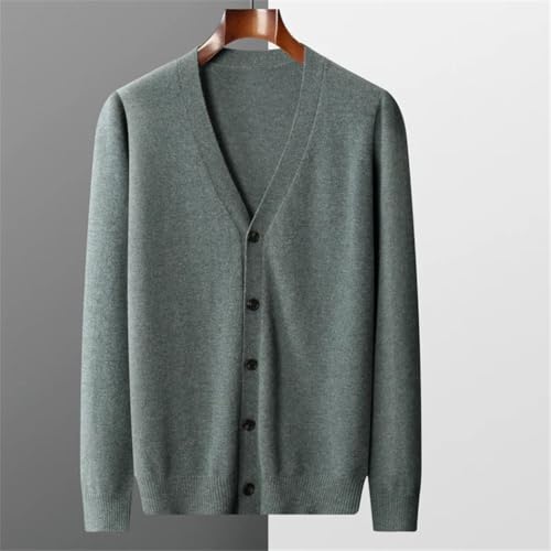 Men's Merino Knit Blazer Ultra-Fine Wool V-Neck Cardigan with Full-Button Front Strategic4