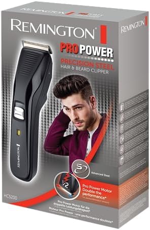 Remington Máquina de Cortar Pelo Pro Power, Cortapelos con Cable e Inalámbrico, Cuchillas de Acero Avanzado, 2 Peines Ajustables, 40 min Autonomía, Piloto Indicador Carga, Cepillo Limpieza – HC5200