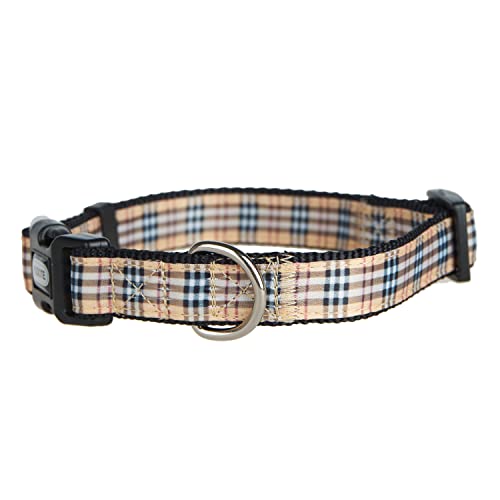 YUDOTE Begie Hundehalsband- und Leine, Nylon, kariert, britischer Stil, weich, stark, passendes Set für kleine Rassen, tägliches Spazierengehen