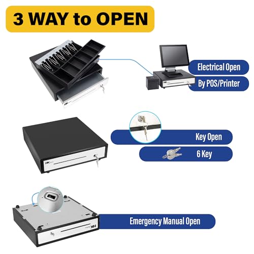 HK SYSTEMS 16" "Stainless Steel" Front Heavy Duty Black POS Cash Drawer with 5Bill/5Coin with Under Counter Mounting Metal Bracket - Thumbnail 6