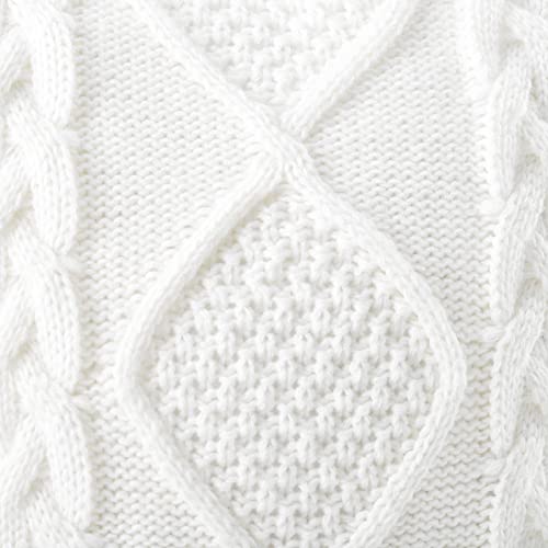Mandioo Cotton Knitted Cream White Decorative Lumbar Throw Pillow Covers Soft Cozy Outdoor Cushion Cases Luxury Modern Pillowcases For Couch Sofa Bed 12X20 Inches #TOP3