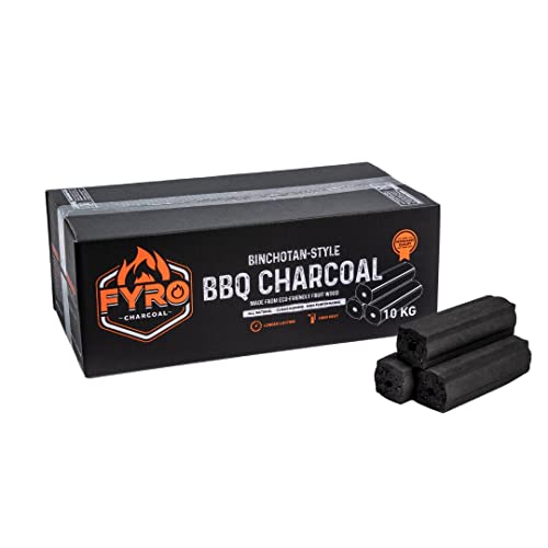 FYRO Binchotan-Style Fruit Wood BBQ Charcoal Logs (10kg) Great for use in BBQ Grills and with smoking wood