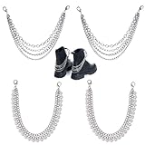 Ensemble de 4 chaînes de chaussures polyvalentes: Comprend 2 chaînes métalliques et 2 chaînes métal-perles, parfait pour plusieurs chaussures ou différents styles, adapté aux tenues quotidiennes, sorties ou soirées.