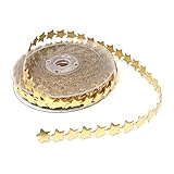Honbay Sparkly Polyester Star Ribbon Trim Embellishment, Star Decoration Ribbons, for Wedding, Birthday, Valentine's Day, Baby Shower, Christmas, Thanksgiving, Gift Cake Wrapping, DIY Crafts (Gold)