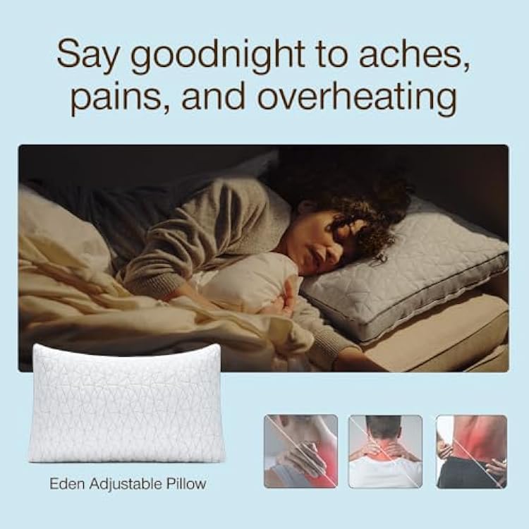 Coop Home Goods Eden Bed Pillow Queen Size for Sleeping on Back, Stomach and Side Sleeper- Medium Soft Memory Foam Cooling Gel - CertiPUR-US/GREENGUARD Gold