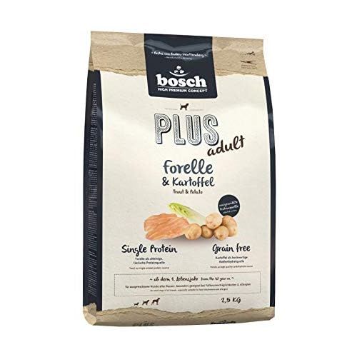 bosch HPC Maxi Senior mit frischem Geflügel & Reis | Hundetrockenfutter für ältere Hunde großer Rassen (ab 25 kg) | 1 x 2.5 kg 4 bosch HPC PLUS Forelle & Kartoffel | Hundetrockenfutter für ausgewachsene Hunde aller Rassen | Single Protein | Grain-Free | 1 x 2.5 kg