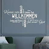 KLEBEHELD® Wandtattoo Willkommen Servus Hallo Komm rein | Wortwolke für Eingang - Flur - Diele Farbe schwarz, Größe 80x42cm