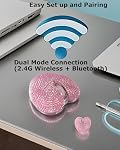 Wireless Bluetooth Mouse Cute Pink Love Heart Shinning Led Light Silent Portable Lightweight USB Optical Cordless Dual Mode Mice for PC Laptop Computer Tablet Mac MacBook Pro Kids Girls Women Gift