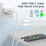 1M Zestaw 2 Sztuki Kabel Do Ładowania USB-C 60W, Kabel Do Szybkiego Ładowania Typu C Do Typu C, Pleciony Kabel USB-C Do USB-C, Przewód Do Iphone'A 17 16 15 Pro Max/Pro/Plus IPada