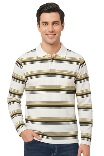 Image of SANE ORIGINALS Full Sleeves Polo T-Shirt for Men with Pocket || Stripe Collar and Pocket T-Shirt for Men Long Sleeves