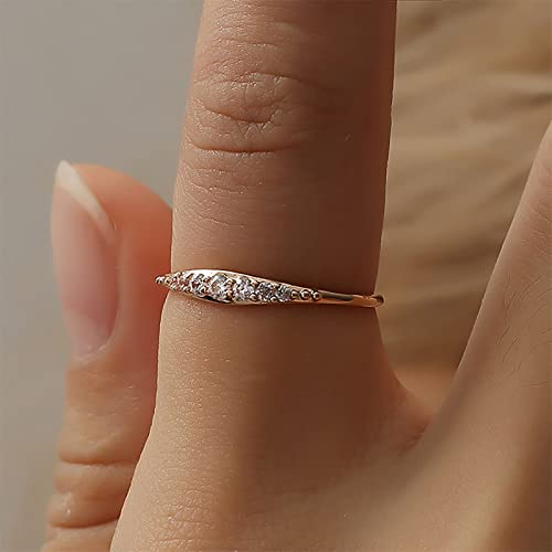 Women Engagement Rings Inlaid Zircon Exquisite Jewelry Simple Proposal Rings Bridal Wedding Band for Wife (Silver, 10)4