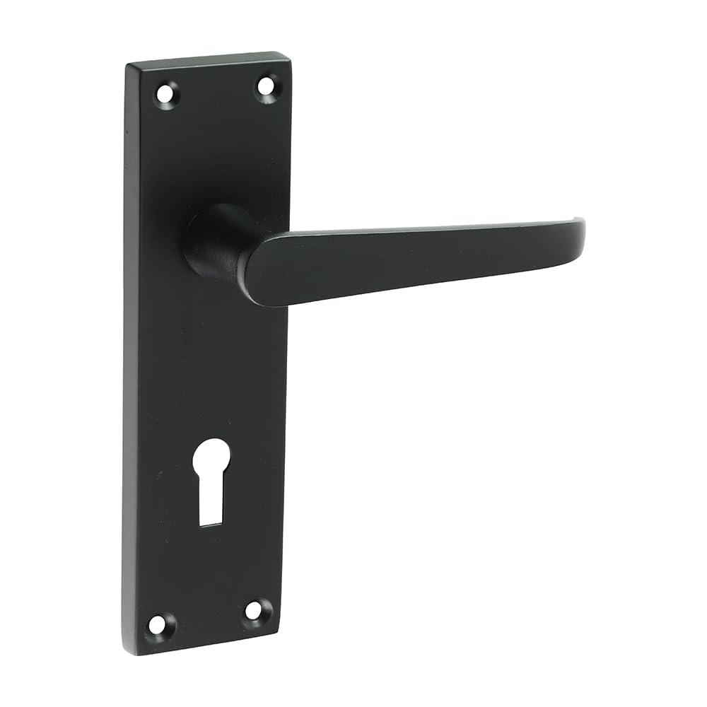Timco Black Victorian Straight Lock Handles - Matt Blister Pack 1 200054