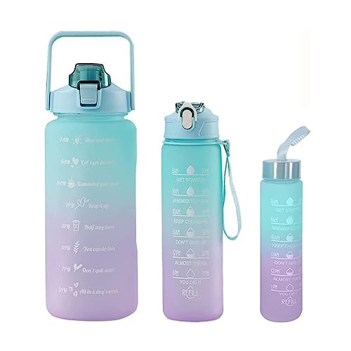 Kit 3 Garrafas Squeeze 2 Litros 900ml 300ml Kit 3 Garrafa Squeeze Garrafa Motivacional Água Canudo A