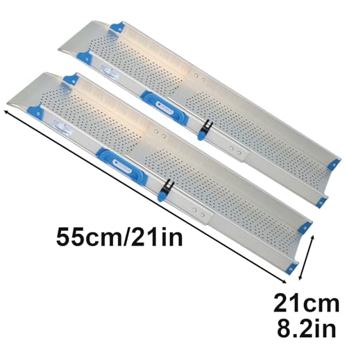 Rampa ajustable de aluminio resistente para silla de ruedas, con orificios antideslizantes y tapete, portátil miniatura 2