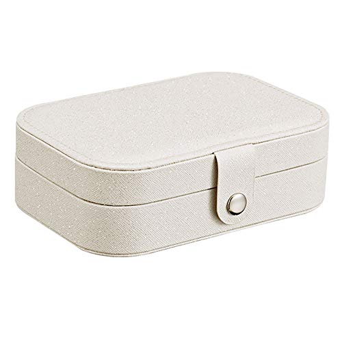 JIEPAI BoîTe à Bijoux Portable en Cuir avec BoîTe à Bijoux (Blanche) Cover