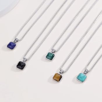 COAI Figaro-ketting met vierkante stenen hanger, Steen, Lapis lazuli