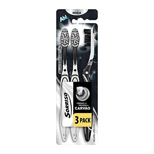 ZKMAGIC Escova De Dente Sorriso Carvão 3 Unid