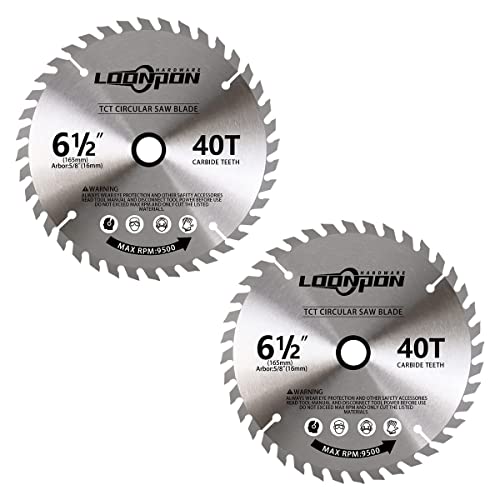 6-1/2 Inch Circular Saw Blade With 5/8 Inch Arbor, 40T Saw Blades For Various Wood Plastic Metal Cutting (2Pcs) #TOP7