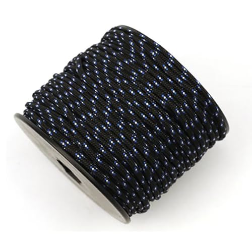 1/8in(3mm) 164ft Nylon Rope Solid Braided Cord 5 Stands Paracord Thin String for Crafts Multipurpose UV Resistant for Tent Garden Clothesline and Outdoor Tarp(Black Pattern)