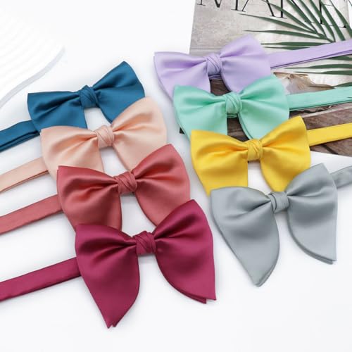 Image of Mens Bow Tie Pre Tied Oversized Bow Ties for Men Satin Bowties for Tuxedo Wedding Party Banquet