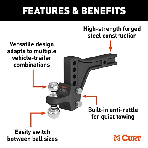 CURT 45935 Adjustable Trailer Hitch Ball Mount with Dual Ball, 2" Shank, Up to 15,000 lbs by CURT - Used condition - Image 3