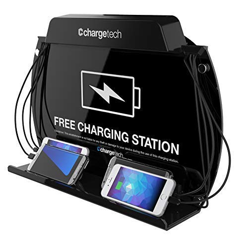 ChargeTech Wall Mounted Cell Phone Charging Station Dock Hub - Charging Station w/ 8 High Speed Cabl - //coolthings.us