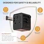 Auxmir Universal Travel Adapter, 45W USB-C Fast Charging Adapter with 5 USB Ports, International Plug Adapter for Europe, UK, US and More, Compatible with Smartphones, Tablets and USB-C Devices