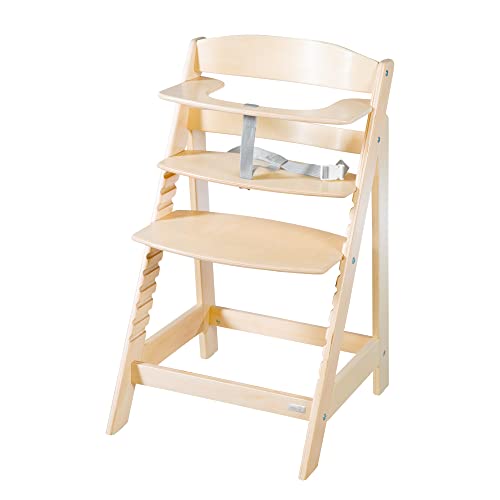 roba Born Up Chaise Haute de Croissance 2 en 1 avec Transat Bébé Inclinable Matelassé Bois Naturel / Effet Cuir Imperméable - vue 6