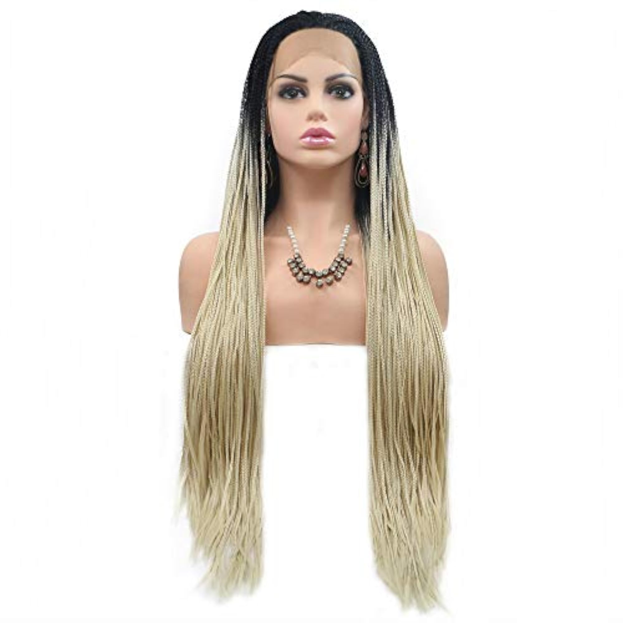 Women's Afro America Box Braided Wig, Long Braid