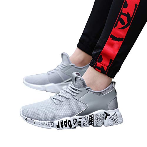Women's & Men Sneakers Mesh Outdoor Sport Walking Running Shoes Breathable Lightweight Athletic (Gray -Men, US:10.0)