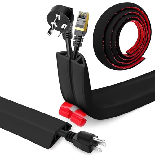 Canalina Passacavi Pavimento Autoadesivo PVC Flessibile Calpestabile Nascondi Cavi Copricavi per Cavi Tutti i Cavi di Alimentazione a Casa Uffici Nero 4cm x 3.0m